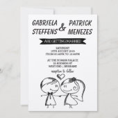 ドードル素朴カップル結婚式招待状 招待状 (正面)