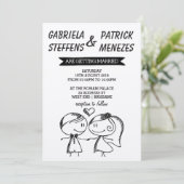 ドードル素朴カップル結婚式招待状 招待状 (スタンド正面)