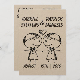 ドードル素朴ゲイ結婚式招待状 招待状