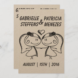 ドードル素朴レズビアン結婚式招待状 招待状