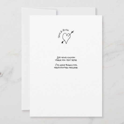 ドードル結婚イラストズイン白黒 サンキューカード (裏面)