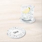 ドードル結婚イラストズイン白黒 ラウンドペーパーコースター (インサイチュ)