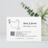 ドードル結婚イラストズイン白黒 出欠カード (スタンド正面)