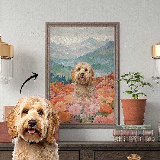 ドードル絵画ドッグの花の畑|過去記事 キャンバスプリント