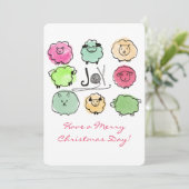 ドードル羊アンゴラ編み物クロチェットクリスマス シーズンカード (スタンド正面)