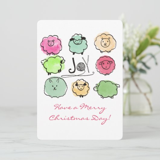 ドードル羊アンゴラ編み物クロチェットクリスマス シーズンカード (スタンド正面)