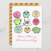 ドードル羊アンゴラ編み物クロチェットクリスマス シーズンカード (正面/裏面)