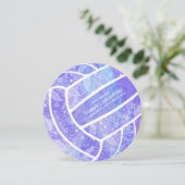 ドードル花柄パープルバレーボール誕生日 招待状 (スタンド正面)