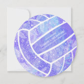 ドードル花柄パープルバレーボール 招待状 (正面)