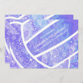 ドードル花柄パープルバレーボール 招待状 (正面/裏面)