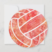 ドードル花柄レッドオレンジバレーボールパーティー 招待状 (裏面)