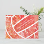 ドードル花柄レッドオレンジバレーボール 招待状 (スタンド正面)