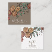 ドードル花模様リーススパイググリーナリーデザイナー スクエア名刺 (正面/裏面)