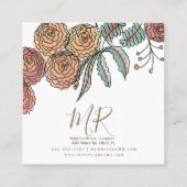 ドードル花模様リーススパイググリーナリーデザイナー スクエア名刺 (裏面)