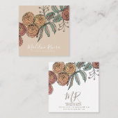 ドードル花模様リーススパイググリーナリーデザイナー スクエア名刺 (正面/裏面)