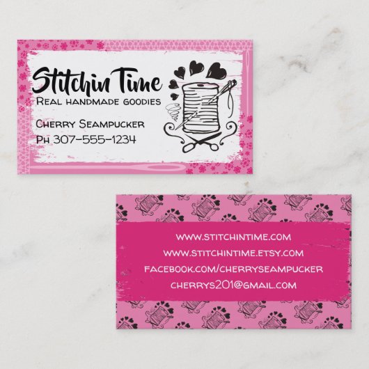 ドードル針糸裁縫キルティングシームストレス 名刺 (正面/裏面)