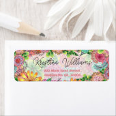 ドードル鮮やかカラフル花模様差出人住所 ラベル (インサイチュ)