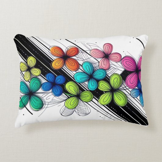 ドードル鮮やかフローラアート – モカラフルード アクセントクッション (正面)