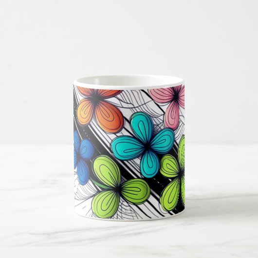 ドードル鮮やかフローラアート – モカラフルード コーヒーマグカップ (中央)