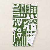 ドードル2の4つの森の緑と白 バスタオルセット (ハンドタオル)