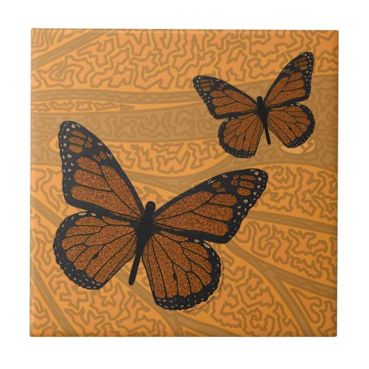 ドードル(昆虫)オオカバマダラ、モナークタイル タイル (正面)