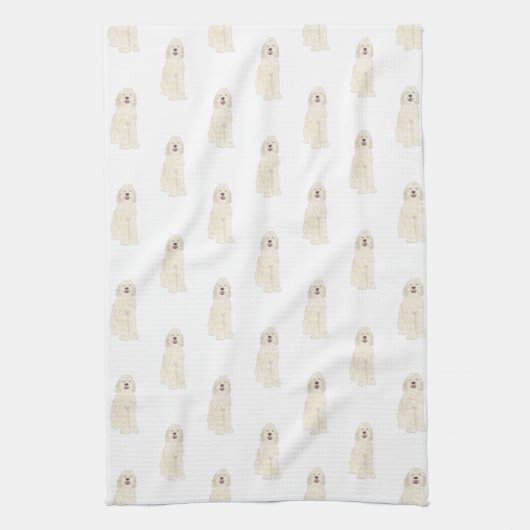 ドードルIII （クリームホワイト） キッチンタオル (縦)