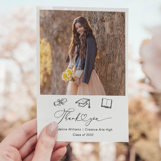 ドードレお洒落ー2枚の写真卒業 サンキューカード