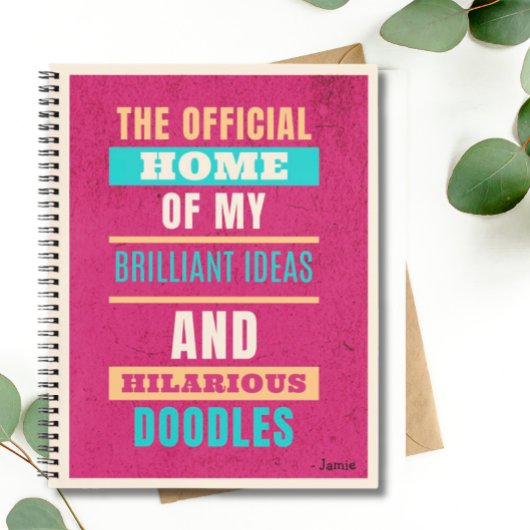 ドードレパーソナライズされたスおもしろいピンクのスクリプトタイポグラフィ ノートブック