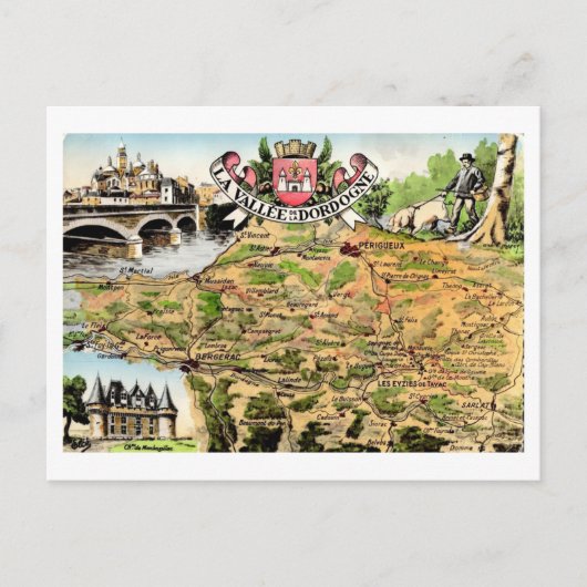 ドードングネバレーフランスの地図 ポストカード (正面)