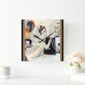 ドードーによるアールデコのデザインの時計 スクエア壁時計 (ホーム)