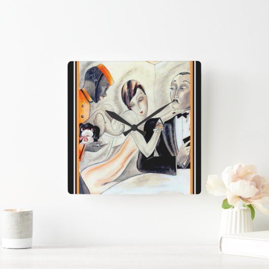 ドードーによるアールデコのデザインの時計 スクエア壁時計 (ホーム)