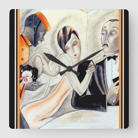 ドードーによるアールデコのデザインの時計 スクエア壁時計 (正面)