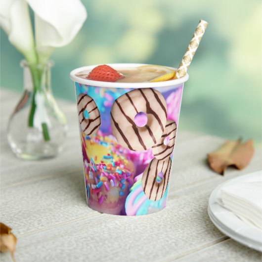 ドーナカラフルースタイルパーティー紙カップ 紙コップ (インサイチュ)