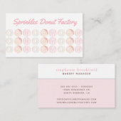 ドーナスタイリッシュツパターンピンクベーカリーカフェ 名刺 (正面/裏面)