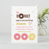 ドーナッカラフルトをテーマにした子供の誕生日パーティー 招待状 (スタンド正面)