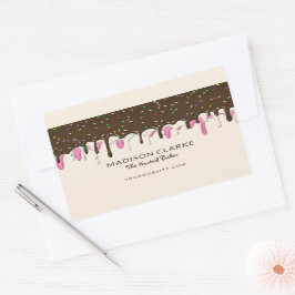 ドーナッツつや消しスプリンクルズベーカーベーカリー 長方形シール