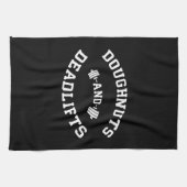 ドーナッツとデッドリフト – ジおもしろいムトレーニング キッチンタオル (横)