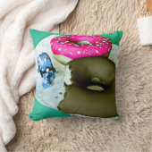 ドーナッツと玩具ロボットアメリカのMoJo枕 クッション (ブランケット)