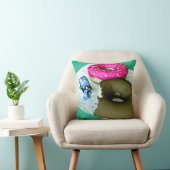 ドーナッツと玩具ロボットアメリカのMoJo枕 クッション (椅子)