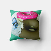 ドーナッツと玩具ロボットアメリカのMoJo枕 クッション (裏面)