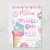 ドーナッツアイスクリームスウィートワン誕生日招待状 招待状 (正面)