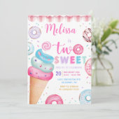 ドーナッツアイスクリームツスウィートセカンドバースデー招待状 招待状 (スタンド正面)