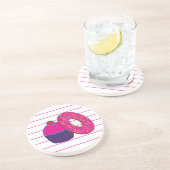 ドーナッツカップケーキピンクストライプ コースター (側面)