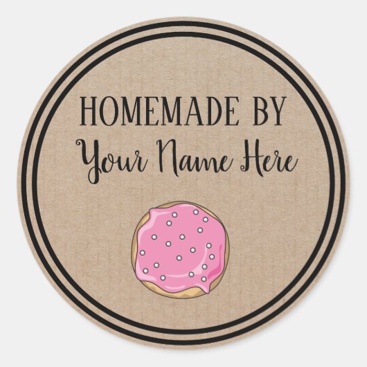 ドーナッツクッキーケーキホームメイドバイヴィンテージクラフト ラウンドシール (正面)
