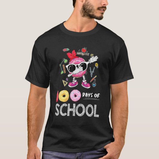 ドーナッツケーキ学生先生ハッピー100日のSchoo Tシャツ (正面)
