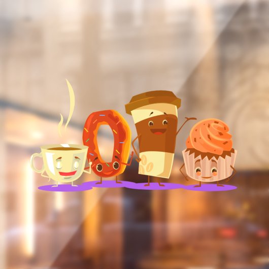 ドーナッツショップコーヒードーナツまたはカップケーキ広告 ウィンドウサイン (シート2)