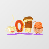 ドーナッツショップコーヒードーナツまたはカップケーキ広告 ウィンドウサイン (シート)