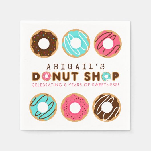 ドーナッツショップバースデーパーティー スタンダードカクテルナプキン (正面)