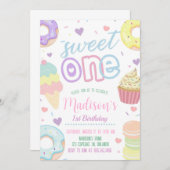 ドーナッツスイートワン1st誕生日招待状 招待状 (正面/裏面)
