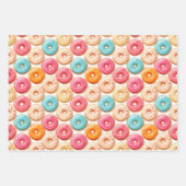 ドーナッツスウィートカラフルピンクガール誕生日名 ラッピングペーパーシート (正面2)
